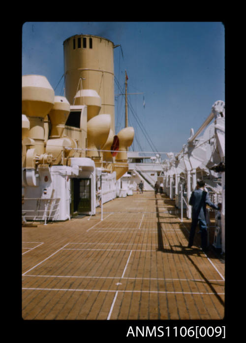 Colour photographic slide of the deck of STRATHNAVER