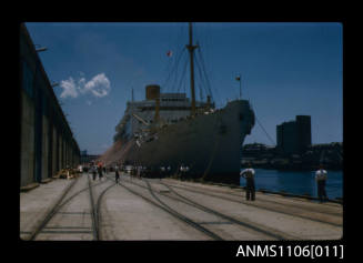 Colour photographic slide of STHRATHNAVER tied up at a Wharf 7, Pyrmont Bay