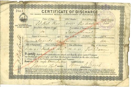 Certificate of discharge issued to Vincent Fitzgerald