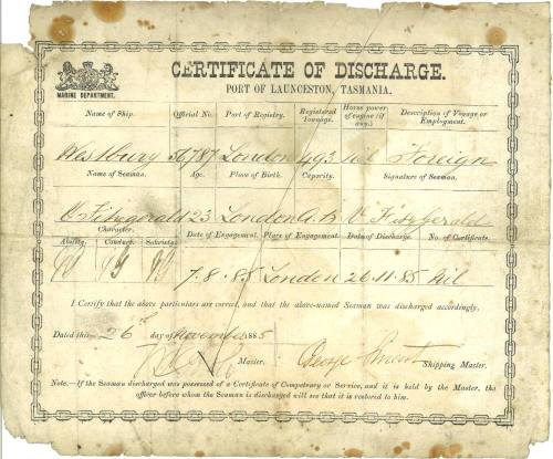 Certificate of discharge issued to Vincent Fitzgerald