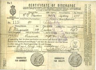 Certificate of discharge issued to Vincent Fitzgerald