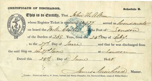 Certificate of discharge issued to John H Allan