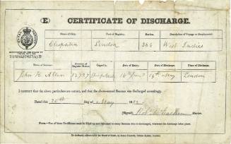 Certificate of discharge issued to John H Allan