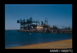 Colour photographic slide of iron ore unloading berth at Port Kembla