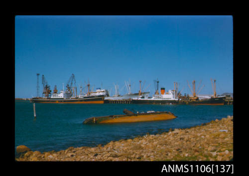 Colour photographic slide of the sunken tug HERO at Port Kembla