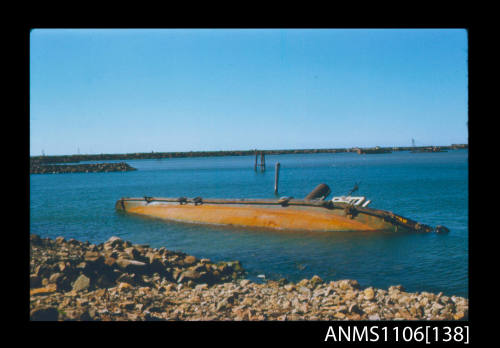 Colour photographic slide of sunken tug HERO at Port Kembla