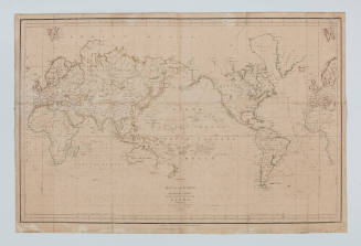 Map of the world illustrating the voyage of La Perouse 1785-1788 with a pencilled track apparently recording the voyage of the MARY from Calcutta to Port Jackson in 1818