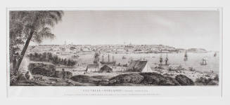 Nouvelle-Hollande, Nouvelle Galles du Sud, vue de la partie meridionale de la ville de Sydney, capitale des colonies anglaises aux terres australes et de l'embouchure de la riviere de Parramatta 1803
