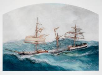 Untitled (The clipper ship THOMAS STEPHENS demasted after a storm)
