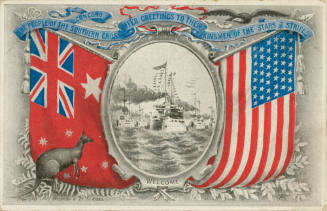 Postcard commemorating the visit to Australia of the Great White Fleet in 1908