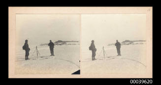 Wright and Nelson surveying Barne Glacier