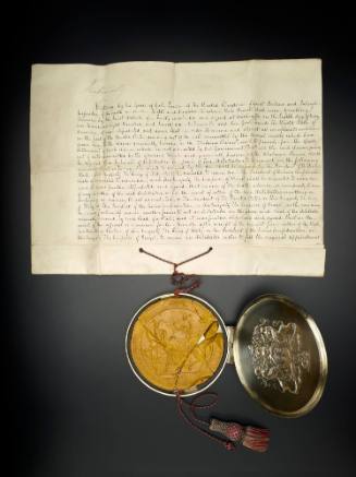 Commission signed by Queen Victoria and bearing the Great Seal appointing Lord Chief Justice Cockburn British Commissioner at the Alabama Arbitration.
