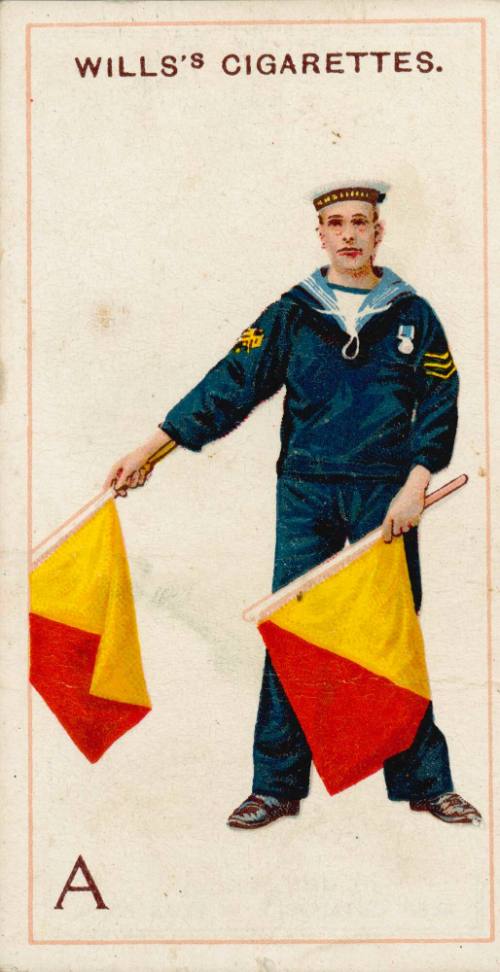 A [Flag semaphore]: Wills's Cigarettes: No. 1 signalling series