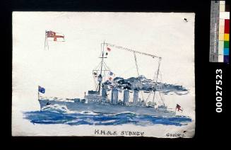 HMAS SYDNEY and the tug IRRESISTIBLE
