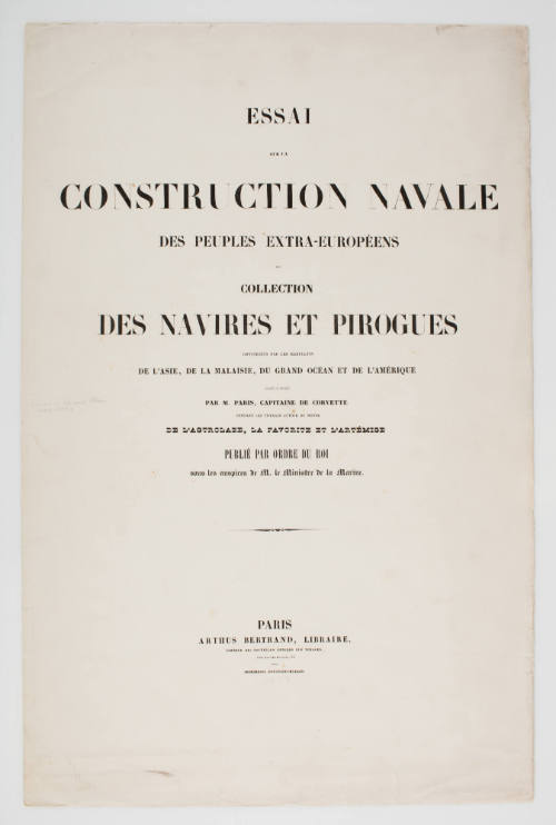 Essai sur la Construction Navale des Peuples Extra-Europeens (Essay on Non-European Naval Architecture)