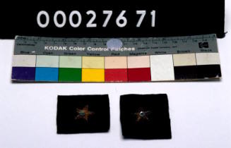 TWO AUSTRALIAN NAVY GOLD STAR PATCHES.  PART OF A TAILOR'S KIT, THE CASE 00027650, ITS CONTENTS REGISTERED AS 00027651 - 00027736.