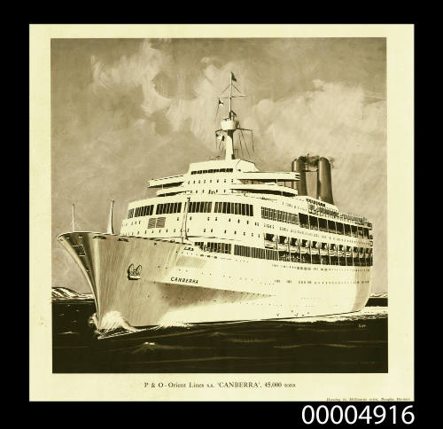 P&O - Orient Lines SS CANBERRA  45,000 tons: Drawing by Melbourne artist Douglas Horman