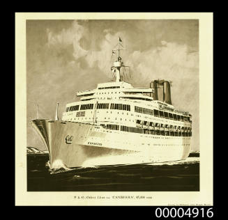 P&O - Orient Lines SS CANBERRA  45,000 tons: Drawing by Melbourne artist Douglas Horman