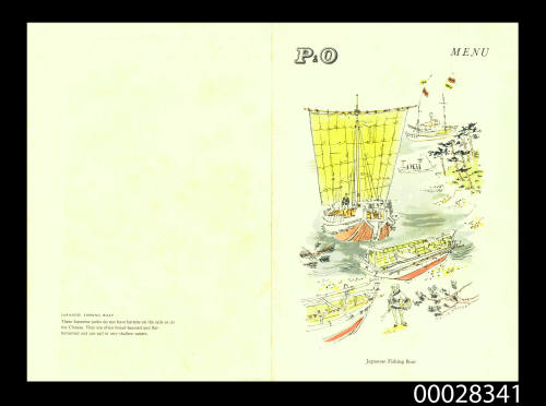 P&O SS STRATHNAVER dinner menu 3 August 1961