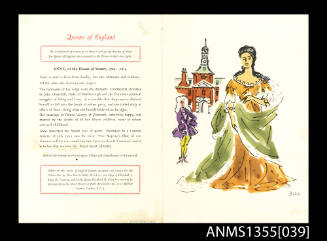 SS ORSOVA 20 December 1958 Queens of England menu card series - Queen Anne, House of Stuart