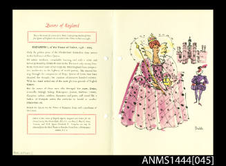 SS OTRANTO 24 February 1955 Queens of England menu card series - Queen Elizabeth, House of Tudor