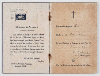 An Order for the Burial of the Dead at Sea issued by The Missions to Seamen