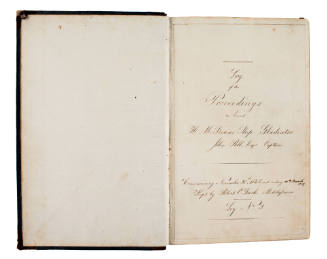 Manuscript  journal logging proceedings aboard the HMS GLADIATOR as recorded by Robert O Leach, 1848-49.