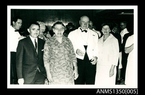 Captain Dun and passengers at a Captains cocktail party on board SS ARAMAC