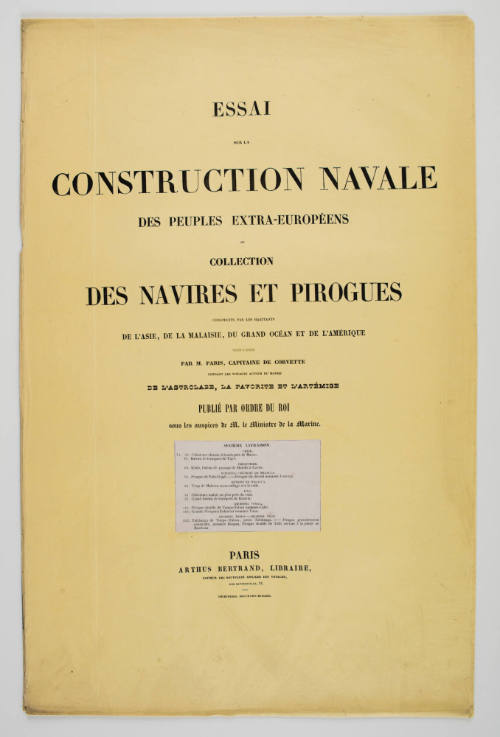 Essai sure la construction navale des peuples extra-Europeen ou collection des navires et pirogues construits par les habitants de l'Asie, de la Malaisie, du Grand Ocean et de l'Amerique