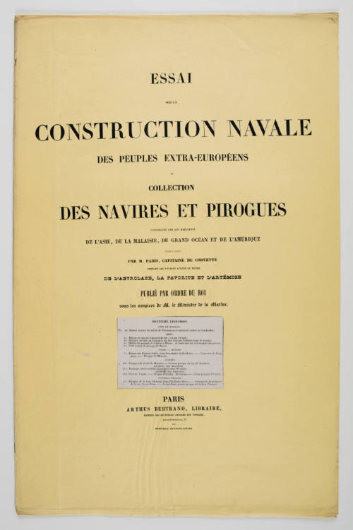 Essai sure la construction navale des peuples extra-Europeen ou collection des navires et pirogues construits par les habitants de l'Asie, de la Malaisie, du Grand Ocean et de l'Amerique