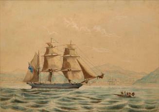 The barque JOHN WILLIAMS entering the Bay of Huahine, Society Islands