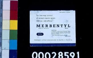 Physician's sample of Merbentyl: six tablets: William S. Merrell Company