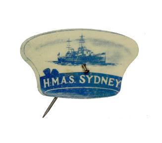 Commemorative badge with an image of HMAS SYDNEY II