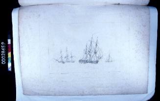 No.6: a Frigate of 32 guns, shortened sail; a Schooner and Cutter in company