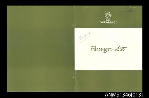 Passenger list from SS ARAMAC