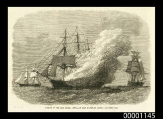 Burning of the OMAR PACHA, Australian immigrant  ship, homeward bound
