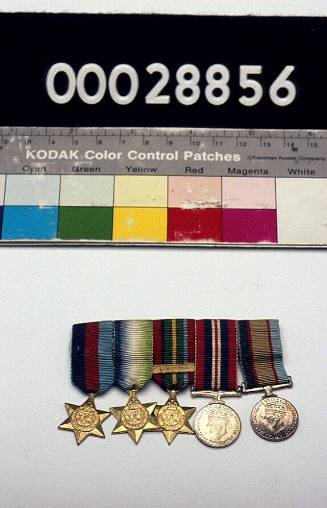 Five miniature WWII merchant navy service medals