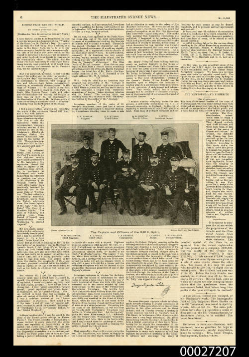 Newspaper clipping about the captain and officers of the RMS OPHIR