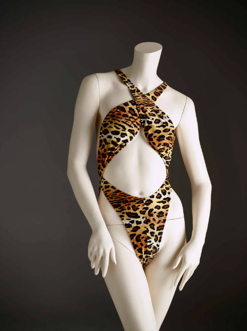 Women s leopard print Frederick s of Hollywood cut away swimsuit Works collections a.museum