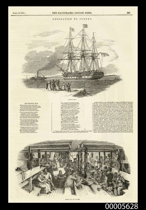 Emigration to Sydney:  Towing out:  Emigrants at dinner