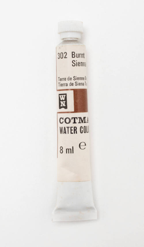 Watercolour paint tube, Burnt Sienna 302