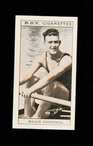 Champion sculler Major Goodsell in rowing scull at Henley on Yarra regatta