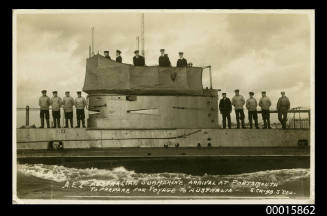 AE2 Australian submarine arrival at Portsmouth to prepare for voyage to Australia