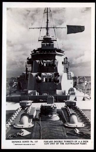 Defence Series No. 147 - For'ard double turrets of a 6 inch gun unit of the Australian fleet