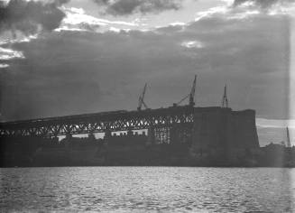 View of harbour bridge under construction south side view.