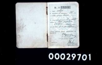 Horse passport issued to Jekabs Osis