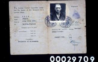 Jekabs Osis's identity card