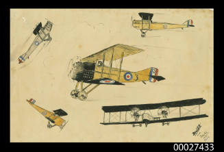 Five biplanes in action