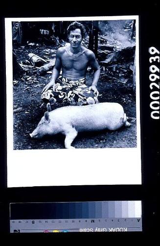 Man with Pig in Samoa