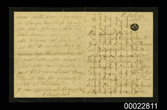 Letter to William Percy Coverdale from his mother Annie Coverdale